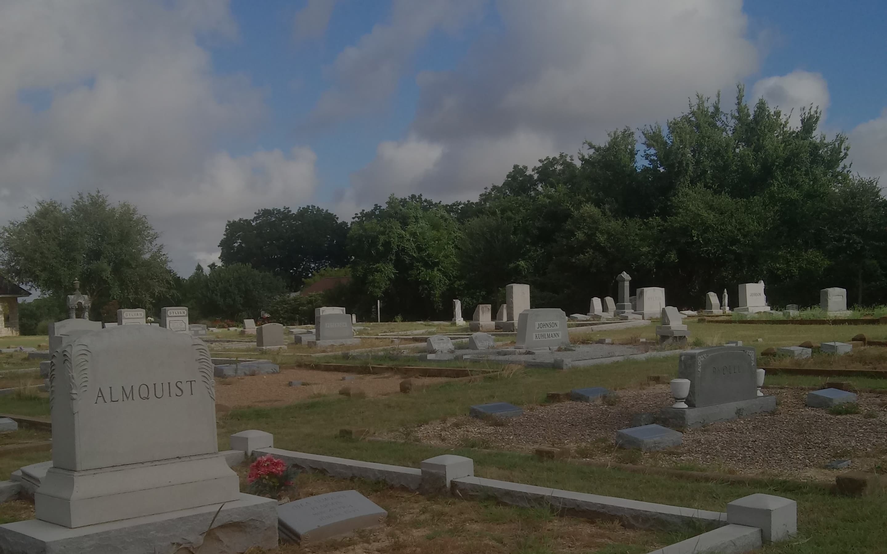 Photo with a view of Hutto Lutheran Church Cemetery